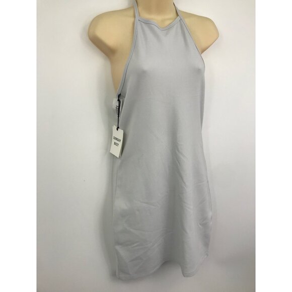 Aritzia Sunday Best Aubrey Halter Dress Light Gray Medium NEW - Picture 2 of 8